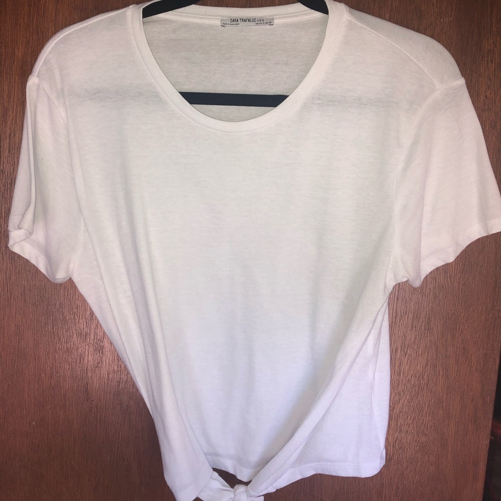 Plain White Shirt with tie in the front | Zara